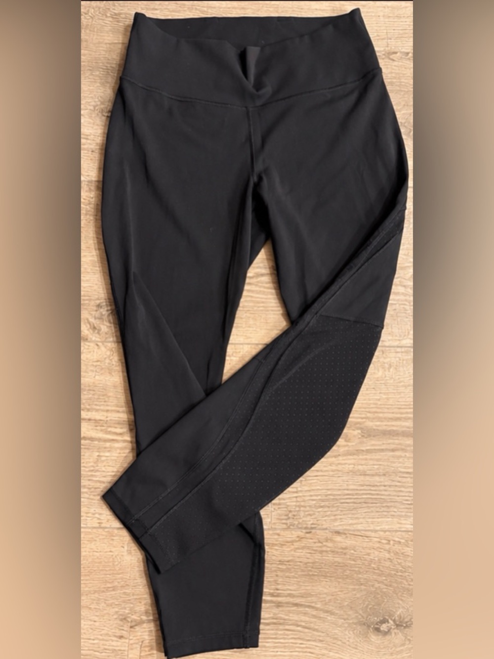 lululemon athletica Black Performance Leggings with Textured Panels